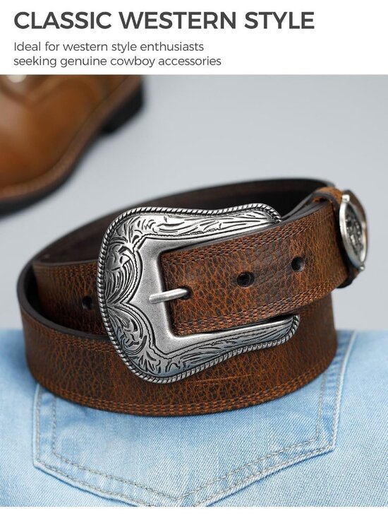 Unisex Western Antique Silver Engraved Curved Center Rope Edge Belt Buckle 1.5\
